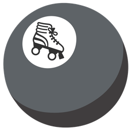 roller skate and pool 8 ball