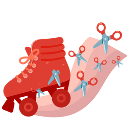 roller skate and scissors