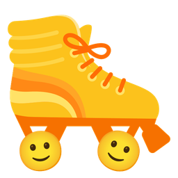 Roller skate and Slightly smiling face
