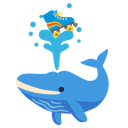 roller skate and spouting whale