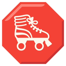 roller skate and stop sign