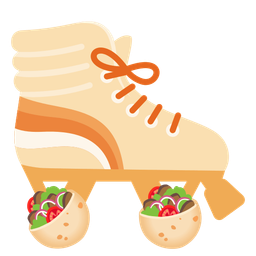 roller skate and stuffed flatbread