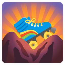 roller skate and sunrise over mountains