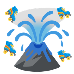 roller skate and volcano