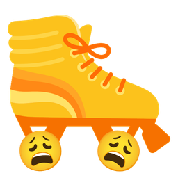 roller skate and weary face