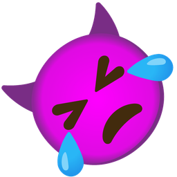 rolling on the floor laughing and angry face with horns