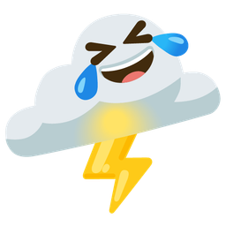 rolling on the floor laughing and cloud with lightning