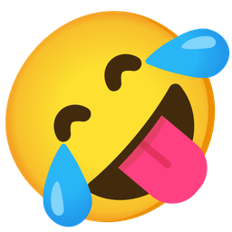 Rolling on the floor laughing and Face with tongue