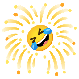 rolling on the floor laughing and fireworks