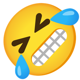 rolling on the floor laughing and grimacing face