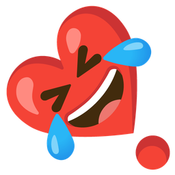 rolling on the floor laughing and heart exclamation