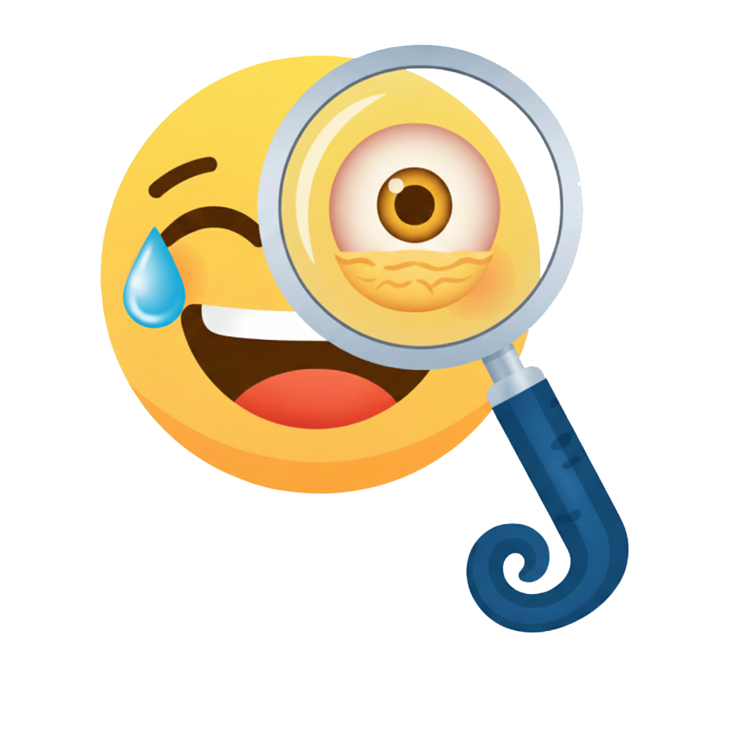 Rolling on the floor laughing and Magnifying glass tilted right