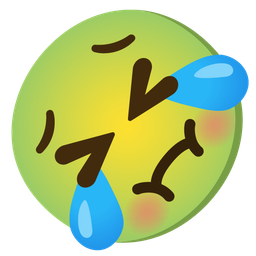 rolling on the floor laughing and nauseated face