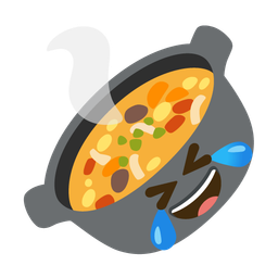 rolling on the floor laughing and pot of food