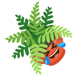 rolling on the floor laughing and potted plant