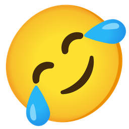 Rolling on the floor laughing and Slightly smiling face