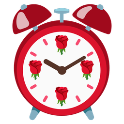 rose and alarm clock