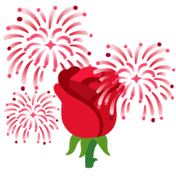 rose and fireworks