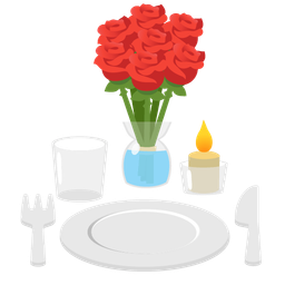 rose and fork and knife with plate