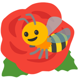 rose and honeybee