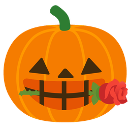 rose and jack-o-lantern