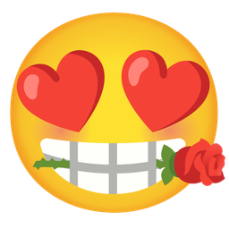 Rose and Smiling face with heart-eyes