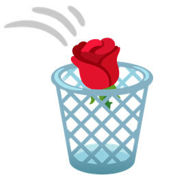 rose and wastebasket