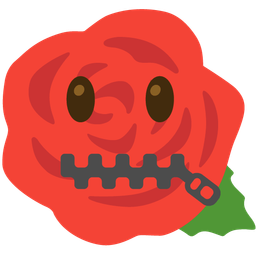 rose and zipper-mouth face