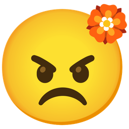 rosette and angry face