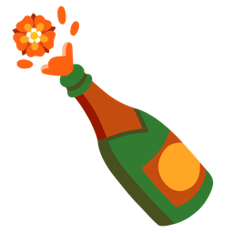 rosette and bottle with popping cork