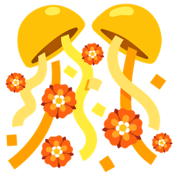 rosette and confetti ball