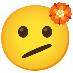 rosette and face with diagonal mouth