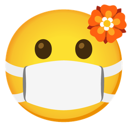 rosette and face with medical mask