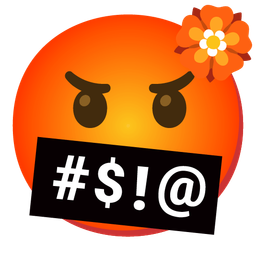 rosette and face with symbols on mouth