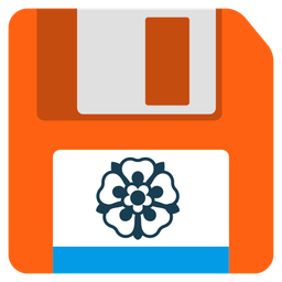 rosette and floppy disk