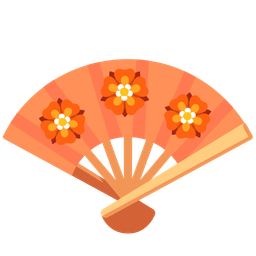 rosette and folding hand fan