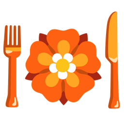 rosette and fork and knife with plate