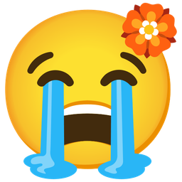 rosette and loudly crying face