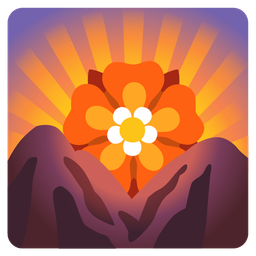 rosette and sunrise over mountains