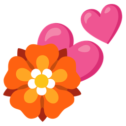 rosette and two hearts