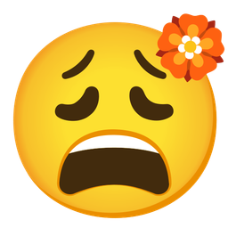 rosette and weary face