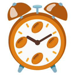 rugby football and alarm clock