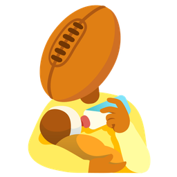 rugby football and baby bottle