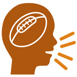 rugby football and bust in silhouette