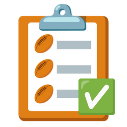 rugby football and check mark button