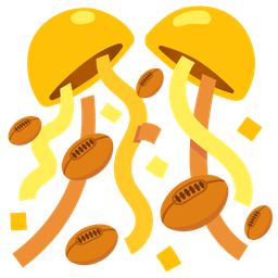 rugby football and confetti ball