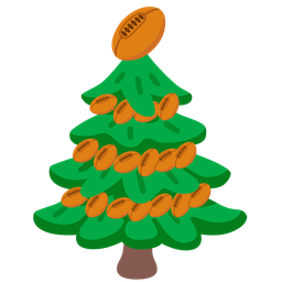 rugby football and evergreen tree