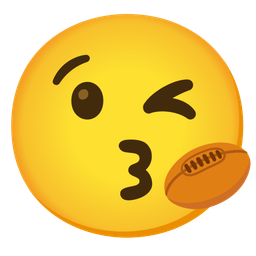 Rugby football and Face blowing a kiss