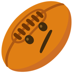 rugby football and face with diagonal mouth