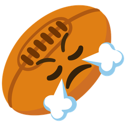 rugby football and face with steam from nose